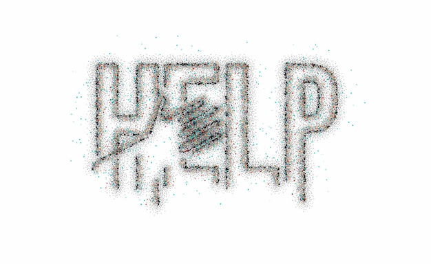 Help Kalligrafische Particle art Tekst banner poster vector illustratie Design.