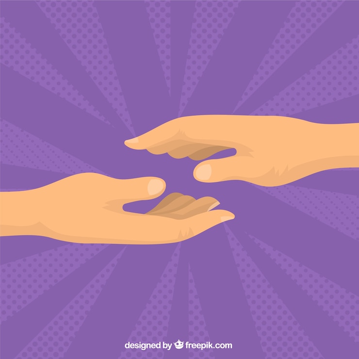 Gratis Vector helpende hand om achtergrond in vlakke stijl te steunen