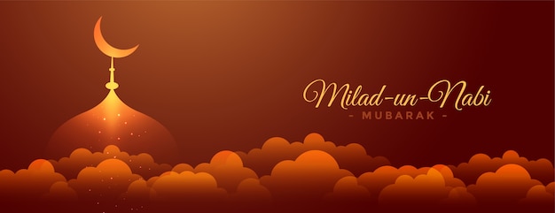 Gratis vector hemelse milad un nabi mubarak festival bannerontwerp