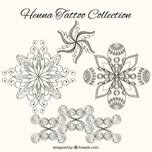 Henna tatoeages, bloemen vormen
