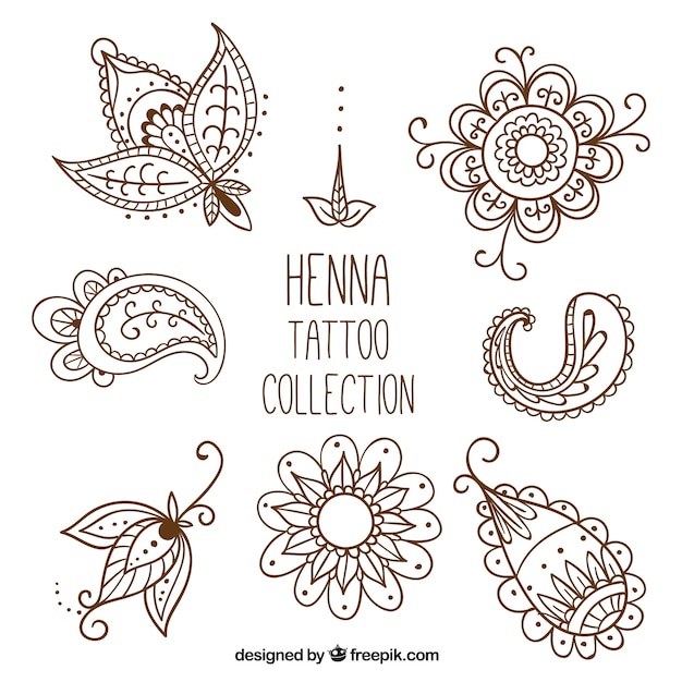 Henna tattoo studio, met de hand getrokken stijl