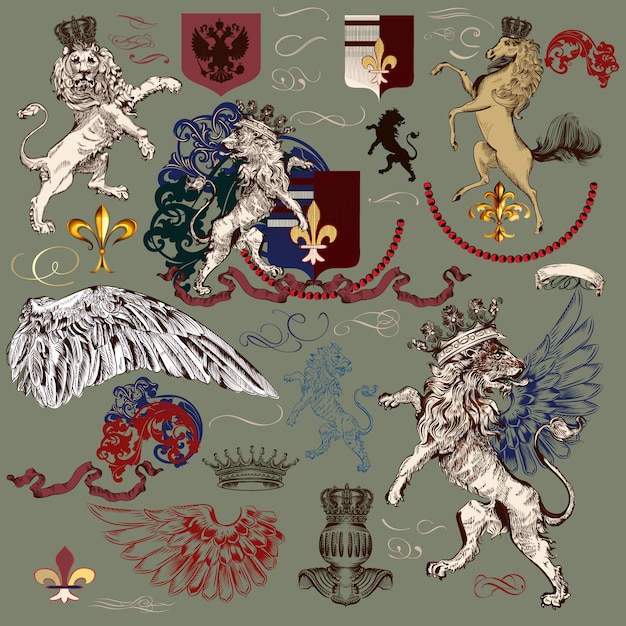 Gratis vector heraldische elementen collectie