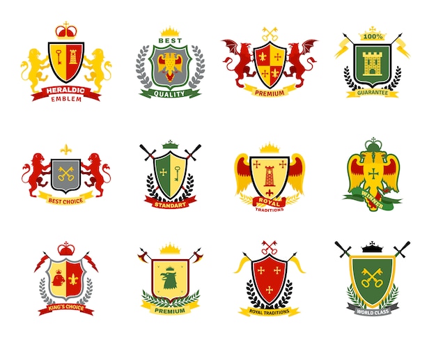 Gratis vector heraldische emblemen set