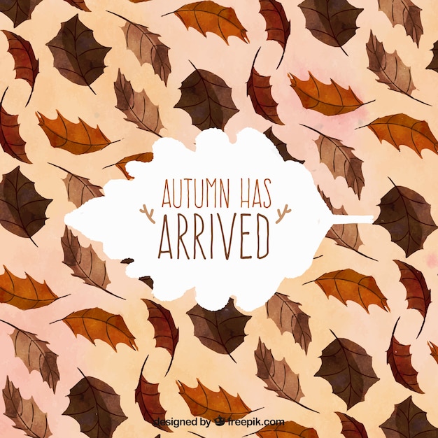 Gratis vector herfst achtergrond met aquarelbladeren