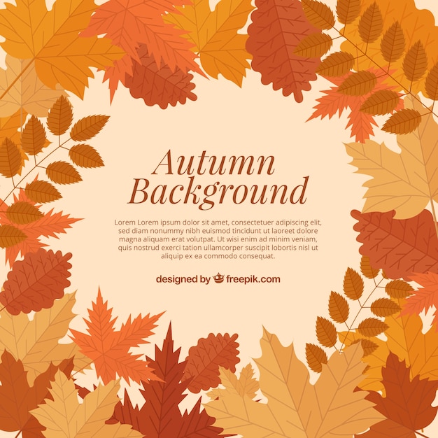 Gratis vector herfst achtergrond met bladeren