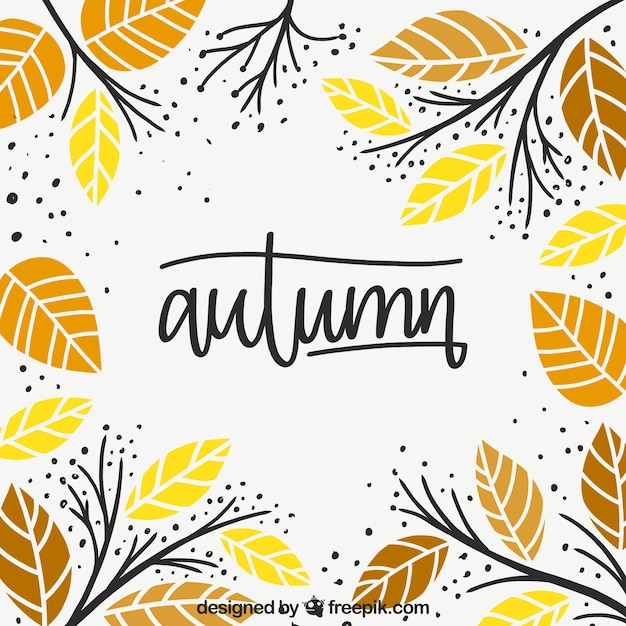 Gratis vector herfst achtergrond met bladeren