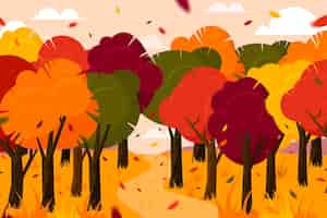 Gratis vector herfst achtergrond met bomen