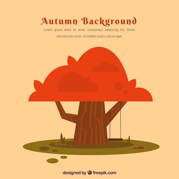 Gratis vector herfst achtergrond met boom