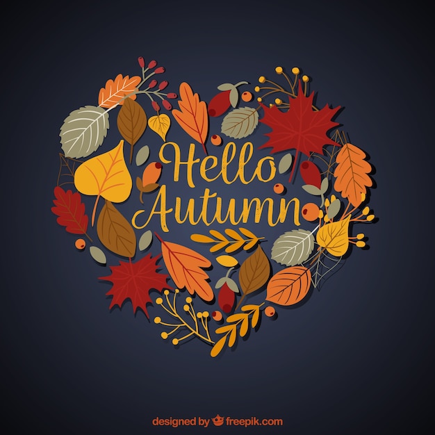 Gratis vector herfst achtergrond met hartvorm