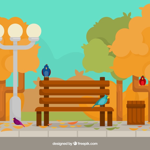 Gratis vector herfst achtergrond met park