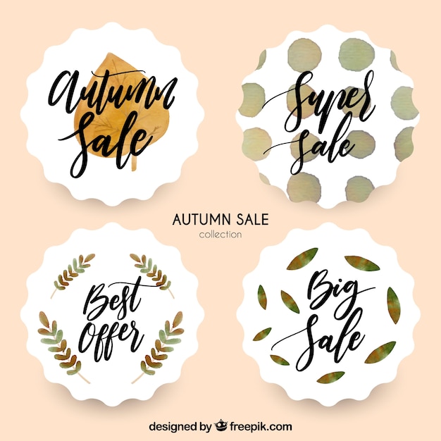 Herfst aquarel retro stickers pack