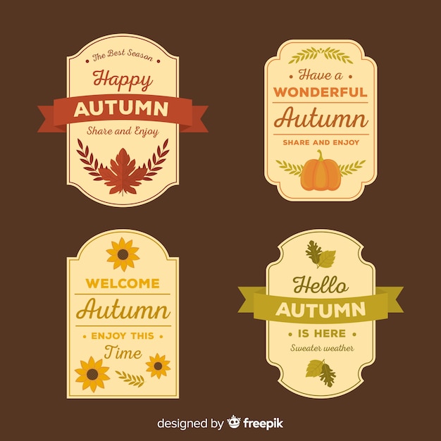 Gratis vector herfst badges collectie vlakke stijl