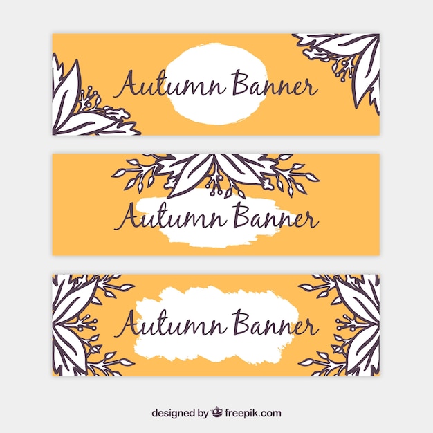 Gratis vector herfst banners met bladeren