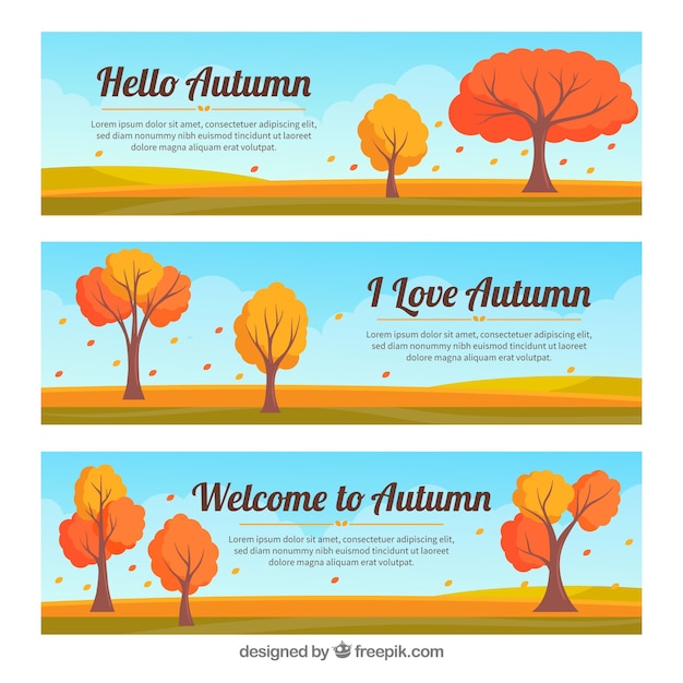 Gratis vector herfst banners met bomen