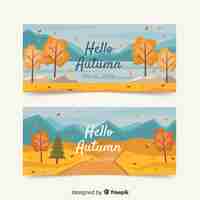 Gratis vector herfst banners met landschap