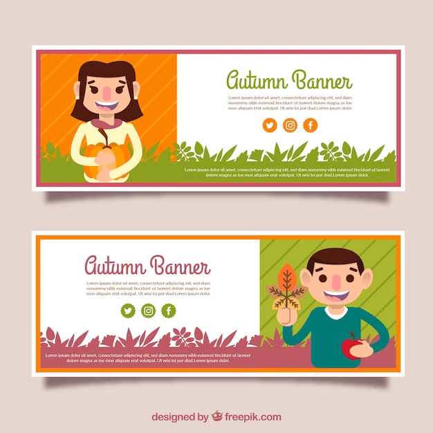 Herfst banners met mensen