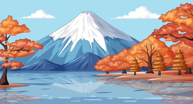 Gratis vector herfst bij het majestic mountain lake