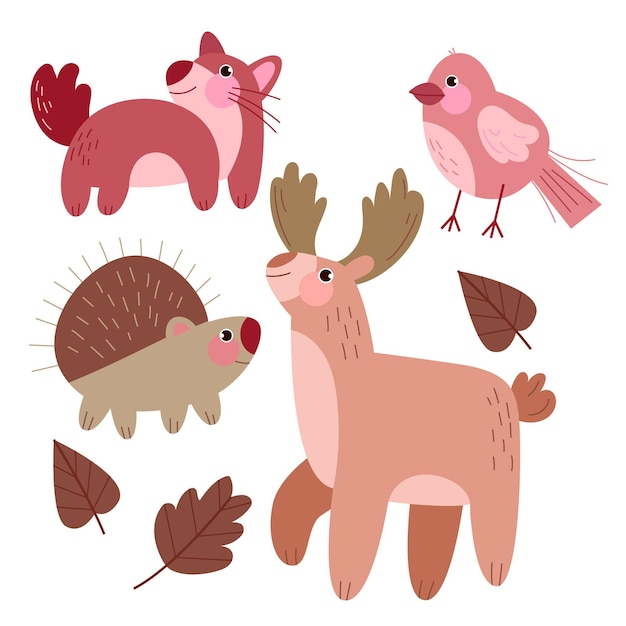 Gratis vector herfst bos dieren tekening concept