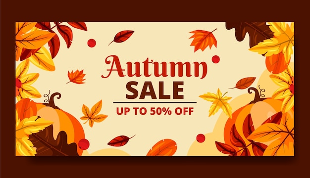 Gratis vector herfst handgetekende platte verkoopbanner