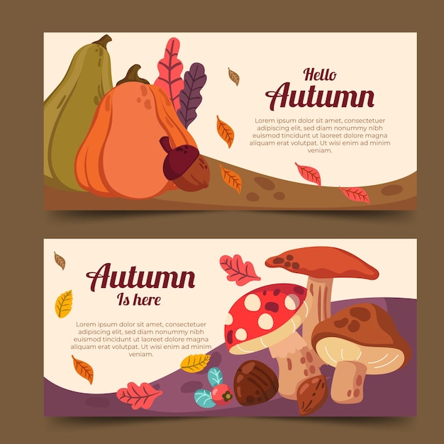 Gratis vector herfst horizontale banners set