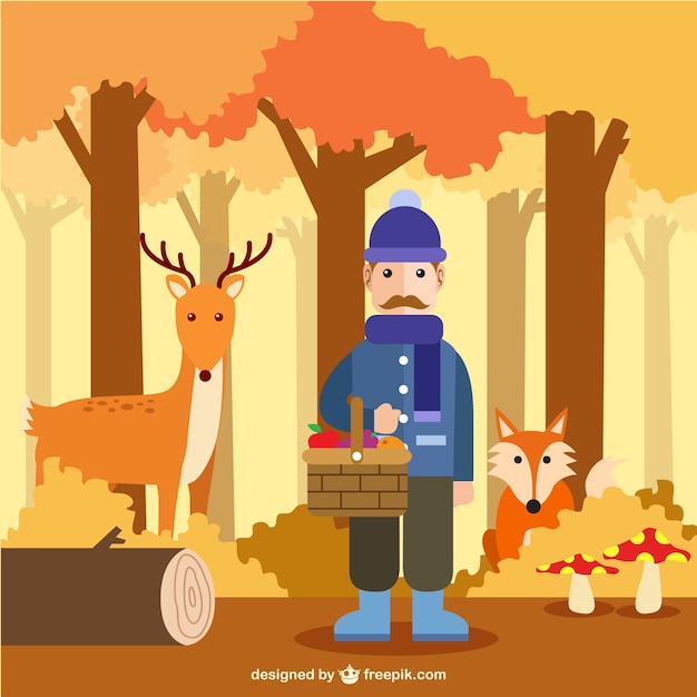 Gratis vector herfst in het bos