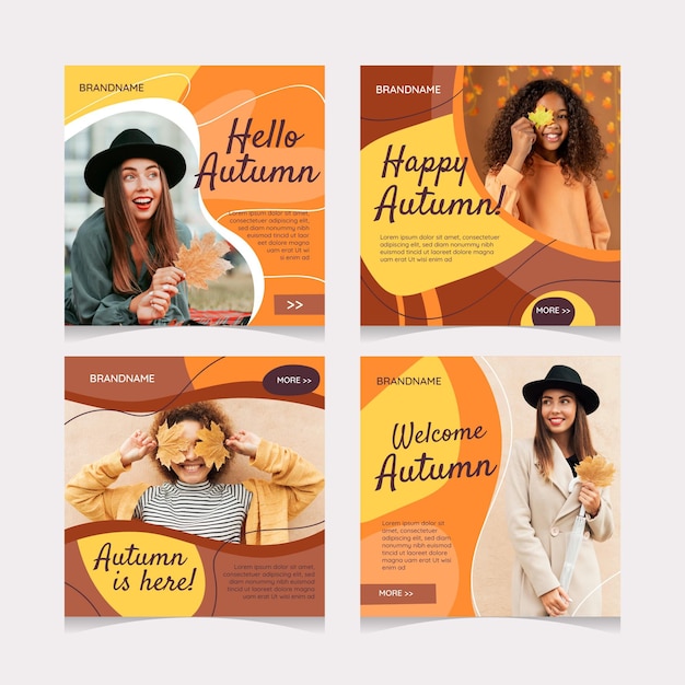 Herfst instagram posts collectie met foto