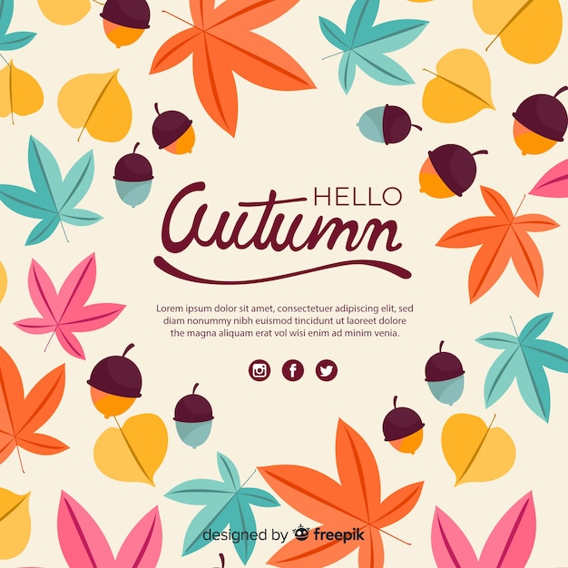 Gratis vector herfst kleurrijke achtergrond platte ontwerp