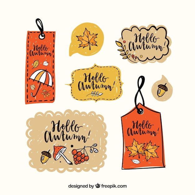 Gratis vector herfst labels-collectie met de natuur