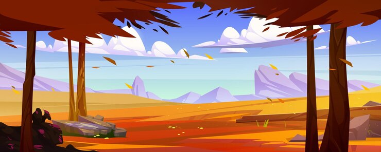 Gratis Vector herfst landschap van bergdal met bomen