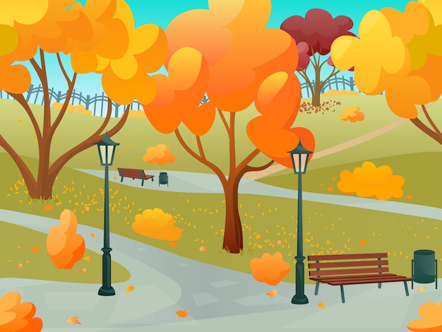 Gratis vector herfst park 2d spel landschap