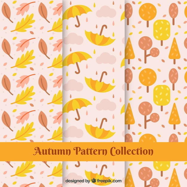 Herfst patronen collectie met elementen