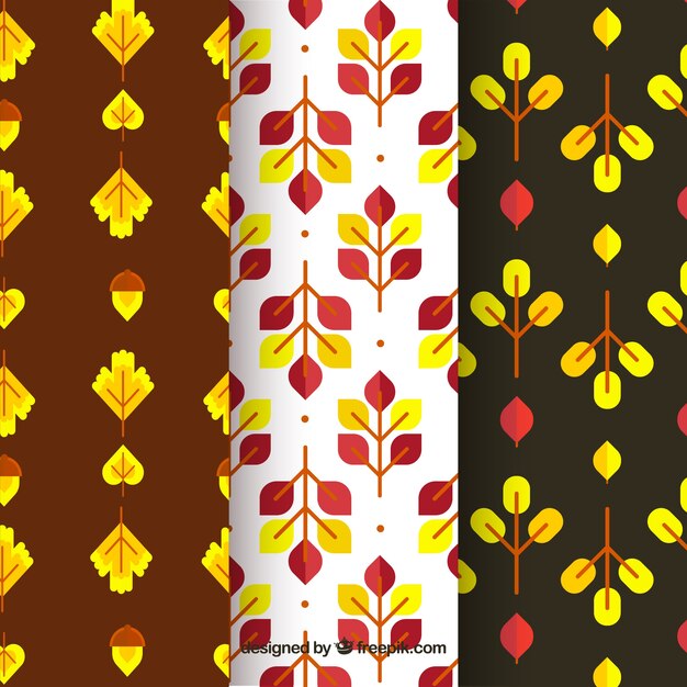 Herfst patronen collectie met geometrische elementen gratis vector