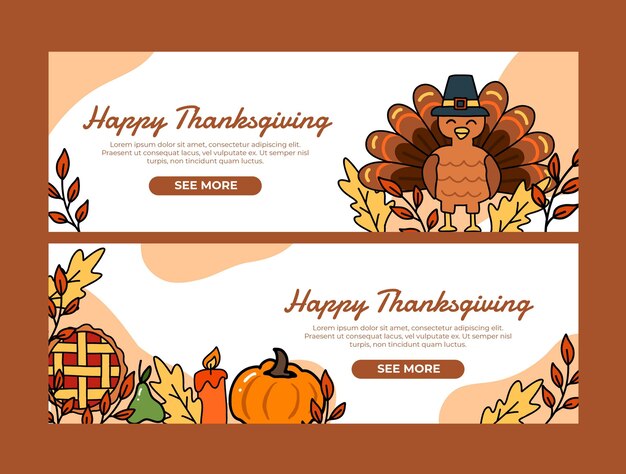 Gratis vector herfst thanksgiving day banners set