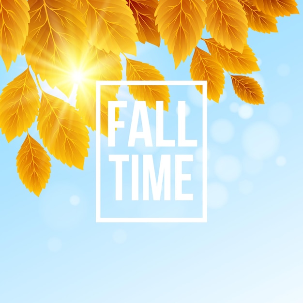 Gratis vector herfst tijd banner met vallende bladeren