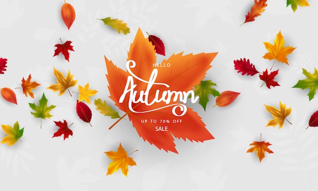 Herfst vallende bladeren voor seizoen banner Premium Vector