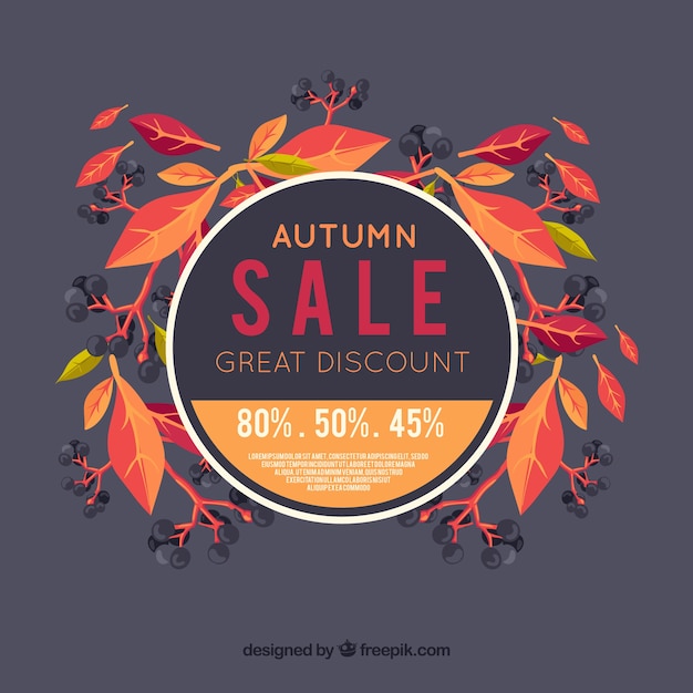 Gratis vector herfst verkoop achtergrond met bladeren