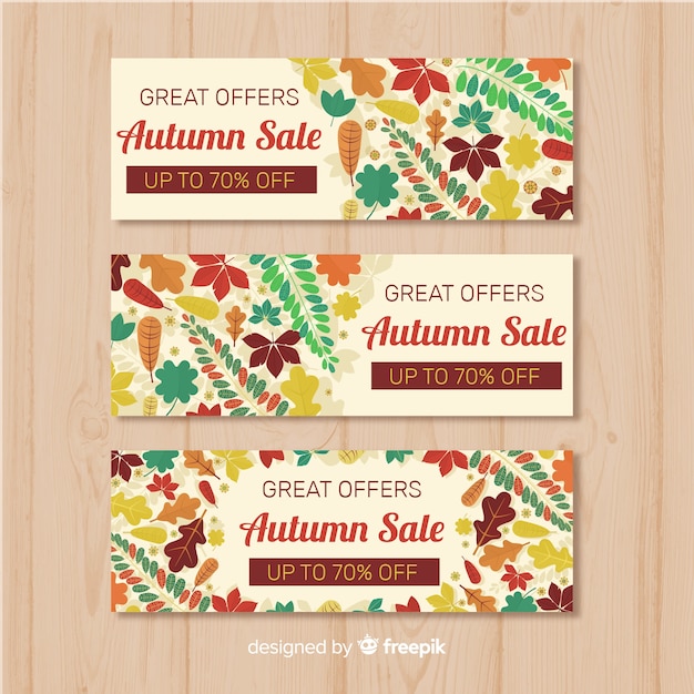 Herfst verkoop banners collectie met bladeren