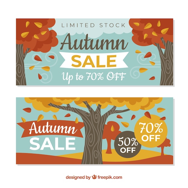 Herfst verkoop banners met platte ontwerp
