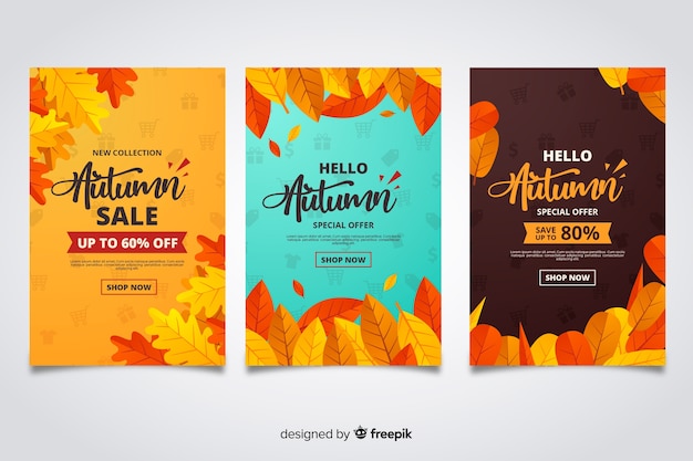 Herfst verkoop banners vlakke stijl