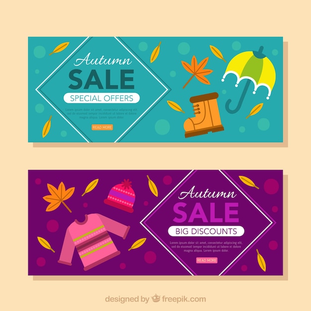 Gratis vector herfst verkoop banners