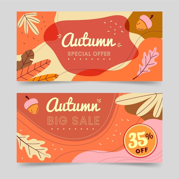 Herfst verkoop horizontale banners set