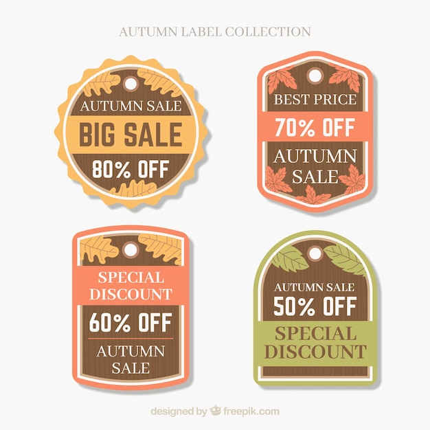 Gratis vector herfst verkoop labels collectie in vlakke stijl