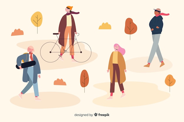 Herfstactiviteiten in het ontwerp van de parkillustratie