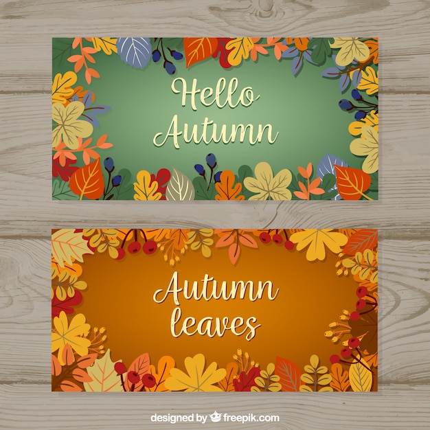 Herfstbanners met elegante bladeren