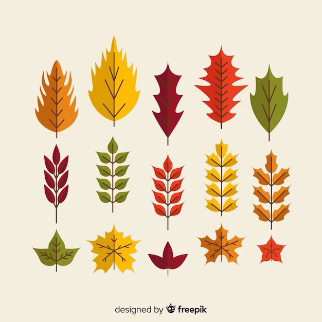 Gratis vector herfstbladeren collectie vlakke stijl