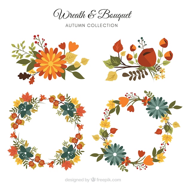 Gratis vector herfstkranscollectie