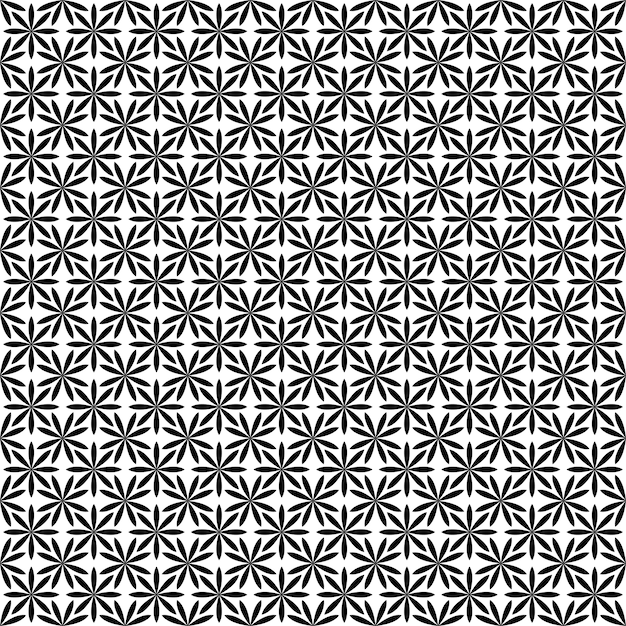Herhaling abstracte zwart-wit gestileerde bloem patroon - geometrische bloemen vector achtergrond van gebogen vormen