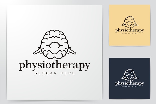 Hersenfysiotherapie logo-ideeën. negatieve ruimte. inspiratie logo ontwerp. sjabloon vectorillustratie. geïsoleerd op witte achtergrond