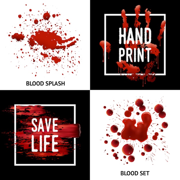 Het bloed ploetert 4 Pictogrammen Vierkant Concept