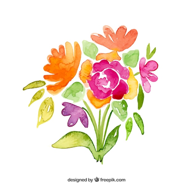 Het boeket van bloemen in aquarel stijl